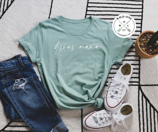 Bonus Mom- White Screen Print Graphic Add on