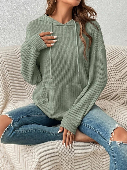 Bejeweled Dropped Shoulder Drawstring Hoodie