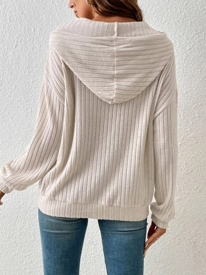 Bejeweled Dropped Shoulder Drawstring Hoodie