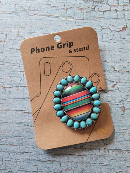 Turquoise Stone Serape Bedazzled Phone Grip