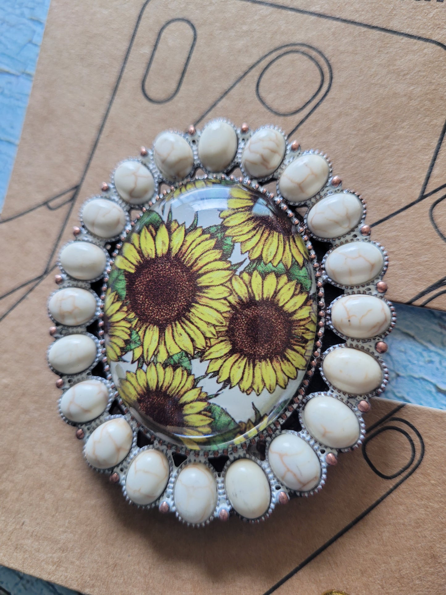 White Stone Bedazzled Sunflower Phone Grip