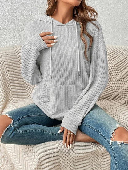 Bejeweled Dropped Shoulder Drawstring Hoodie