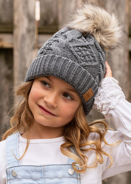 Mommy & Me Grey Knit Beanie - Kids