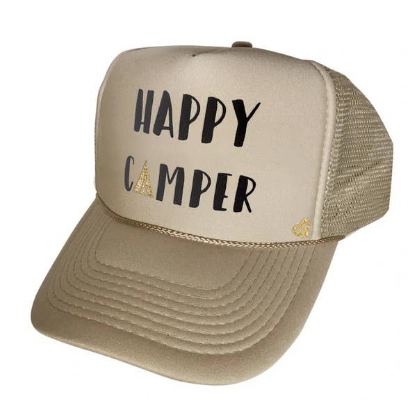 Happy Camper Trucker Hat - Tan