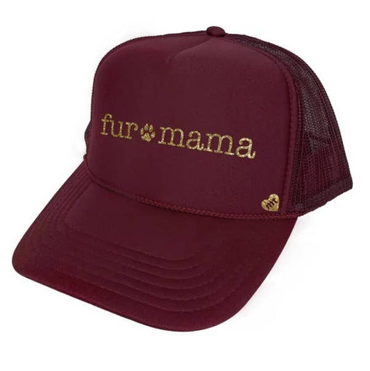Fur Mama Trucker Hat - Maroon