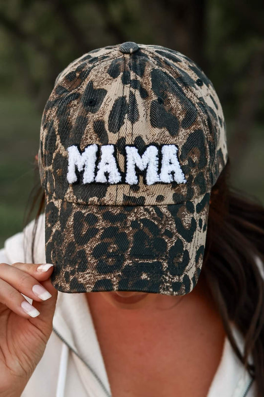 MAMA Embroidered Hat - Leopard