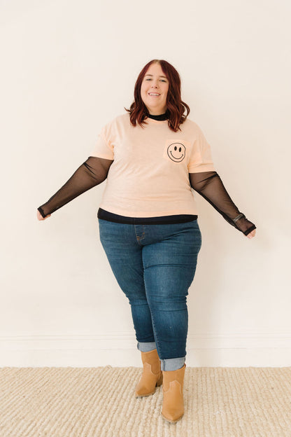Everything Happens Cropped Boxy Graphic Tee- Peach