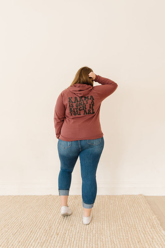 Karma Graphic Hoodie - Weathered Burgundy