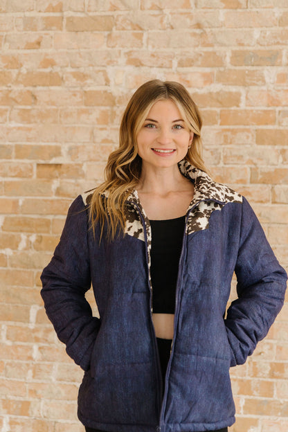 Mooove It Faux Denim Coat
