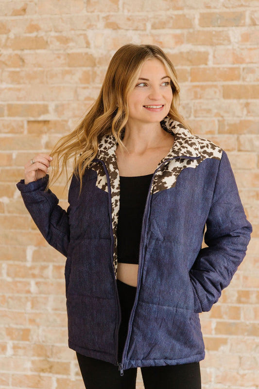 Mooove It Faux Denim Coat