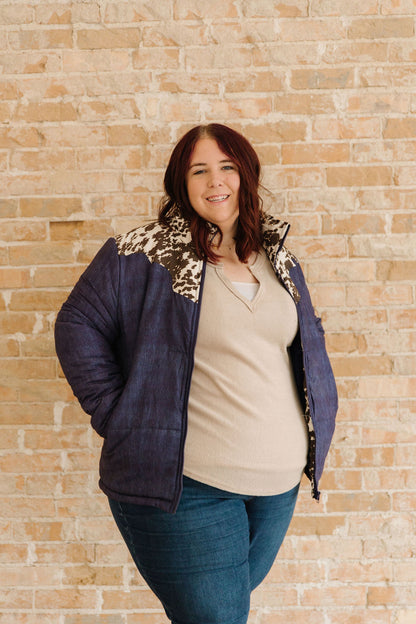Mooove It Faux Denim Coat