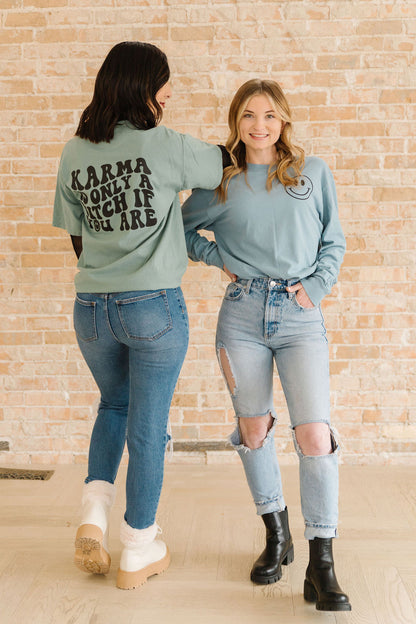 Karma Graphic Pocket Tee - Cyprus Green