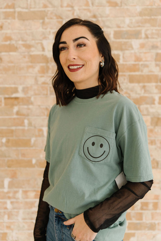 Karma Graphic Pocket Tee - Cyprus Green