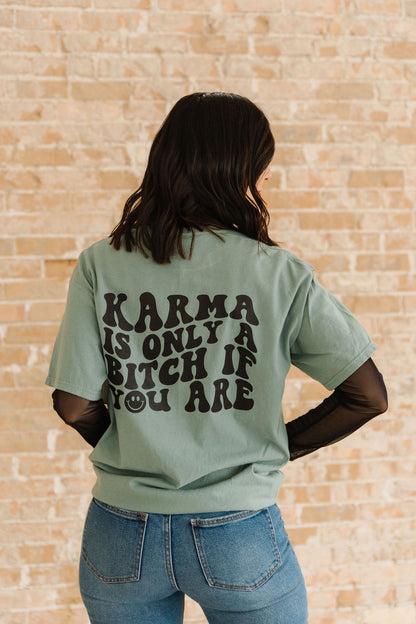 Karma Graphic Pocket Tee - Cyprus Green