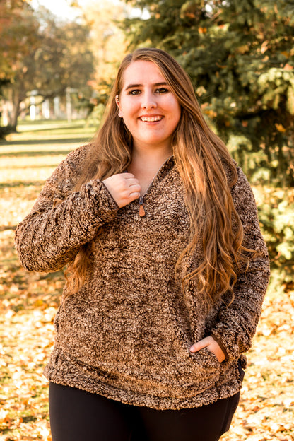 It's So Fluffy! Sherpa Pullover- Brown