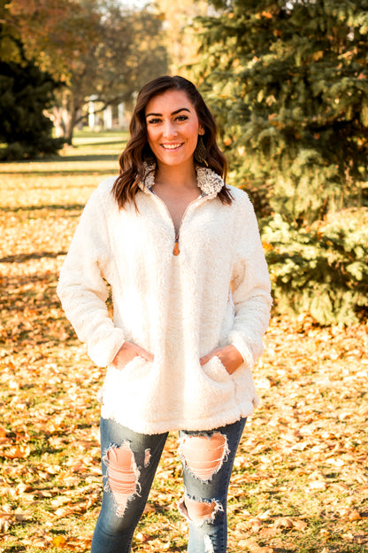 It's So Fluffy! Sherpa Pullover- Cream