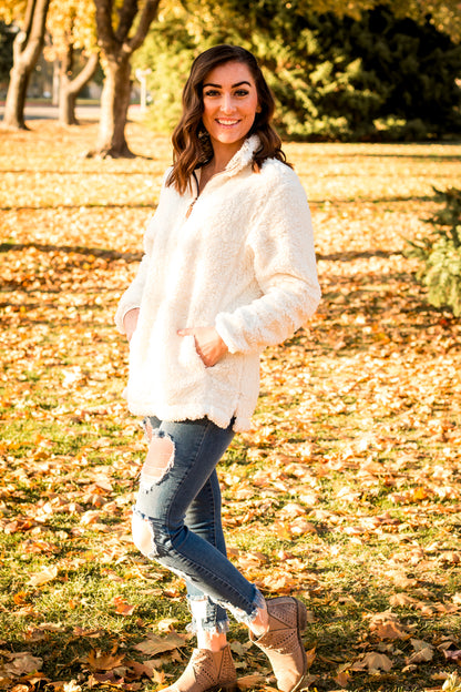 It's So Fluffy! Sherpa Pullover- Cream