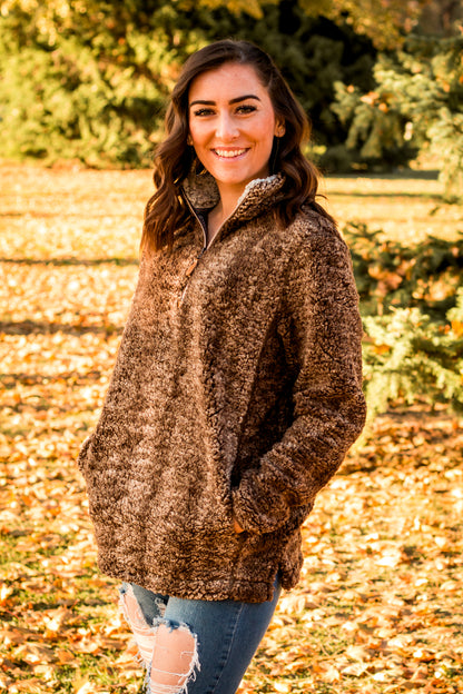 It's So Fluffy! Sherpa Pullover- Brown