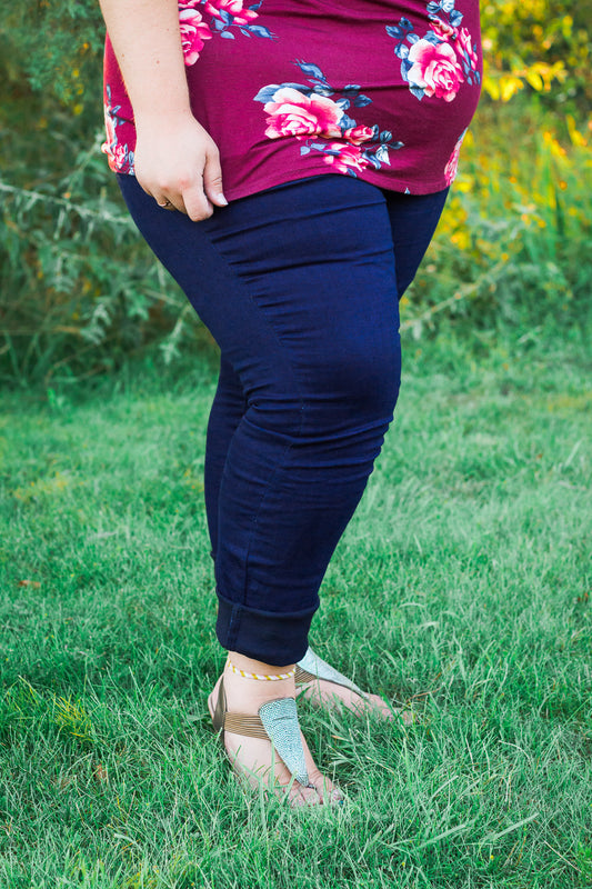 Navy Blue High Waisted Jegging-X