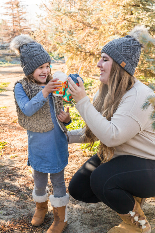 Mommy & Me Grey Knit Beanie - Kids