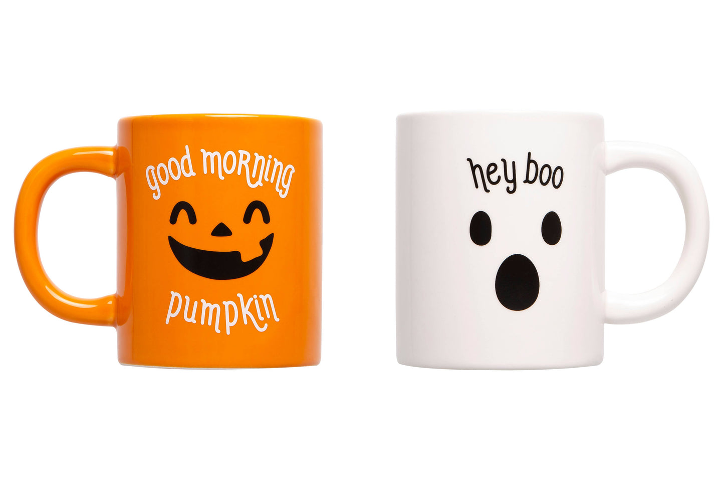 Pumpkin & Ghost Halloween Mugs, Set of 2