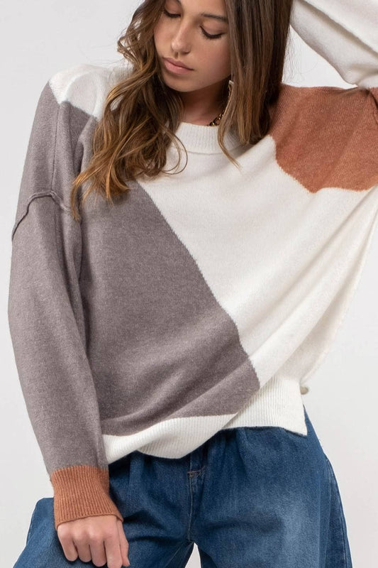 COLORBLOCK KNIT SWEATER
