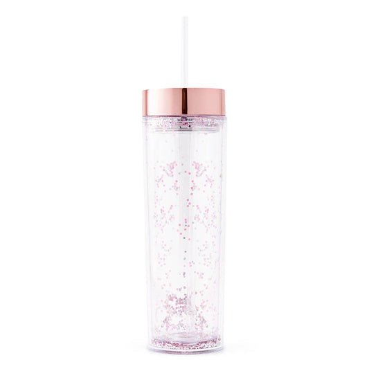 Plastic Drink Tumbler - Rose Gold Sparkle