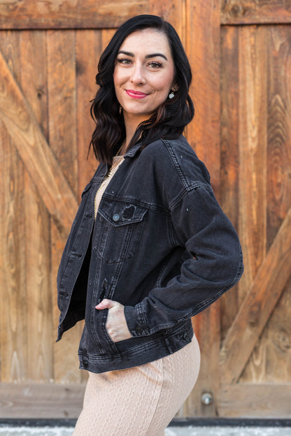 Edgy Oversized Boyfriend Denim Jacket