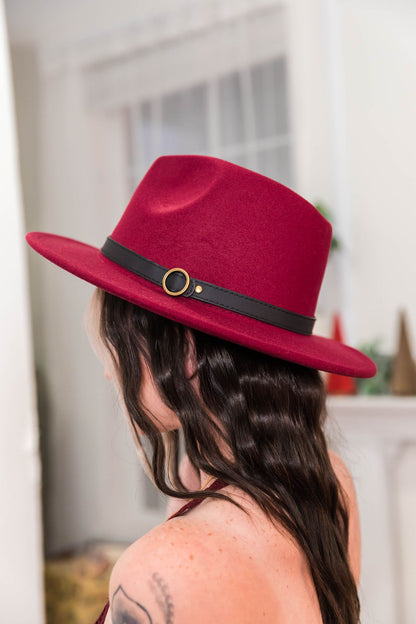 Poppy Peekaboo Wide Brim Hat - Burgundy
