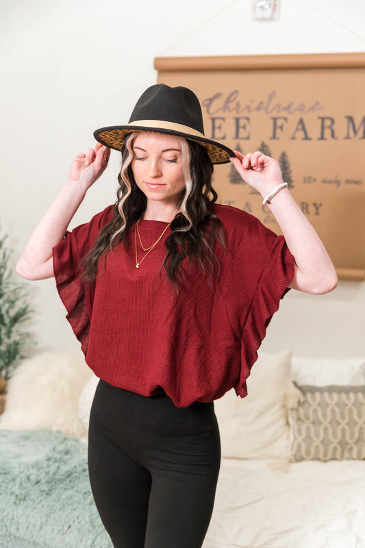 Poppy Peekaboo Wide Brim Hat - Black