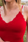 V-neck Lace Detail Seamless Rib Knit Cami Top