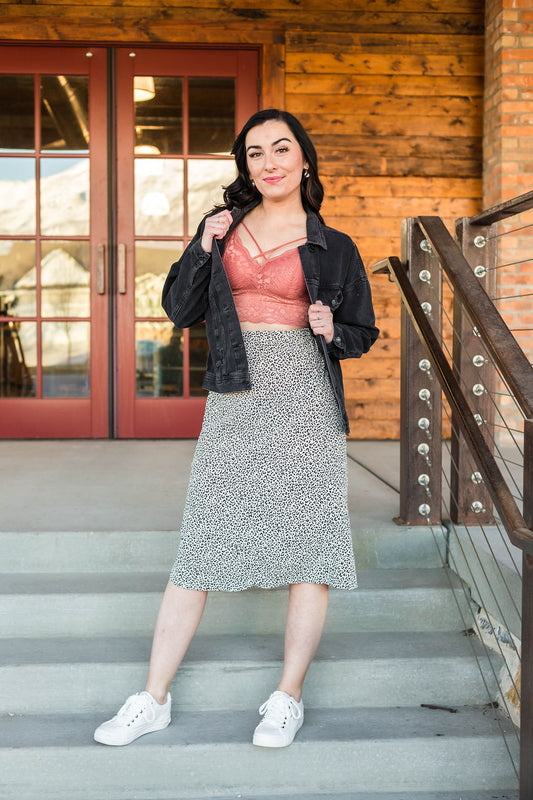 Snow Leopard Midi Skirt