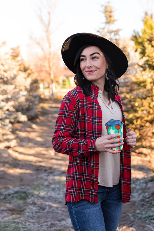 Full of Cheer Plaid Button Down