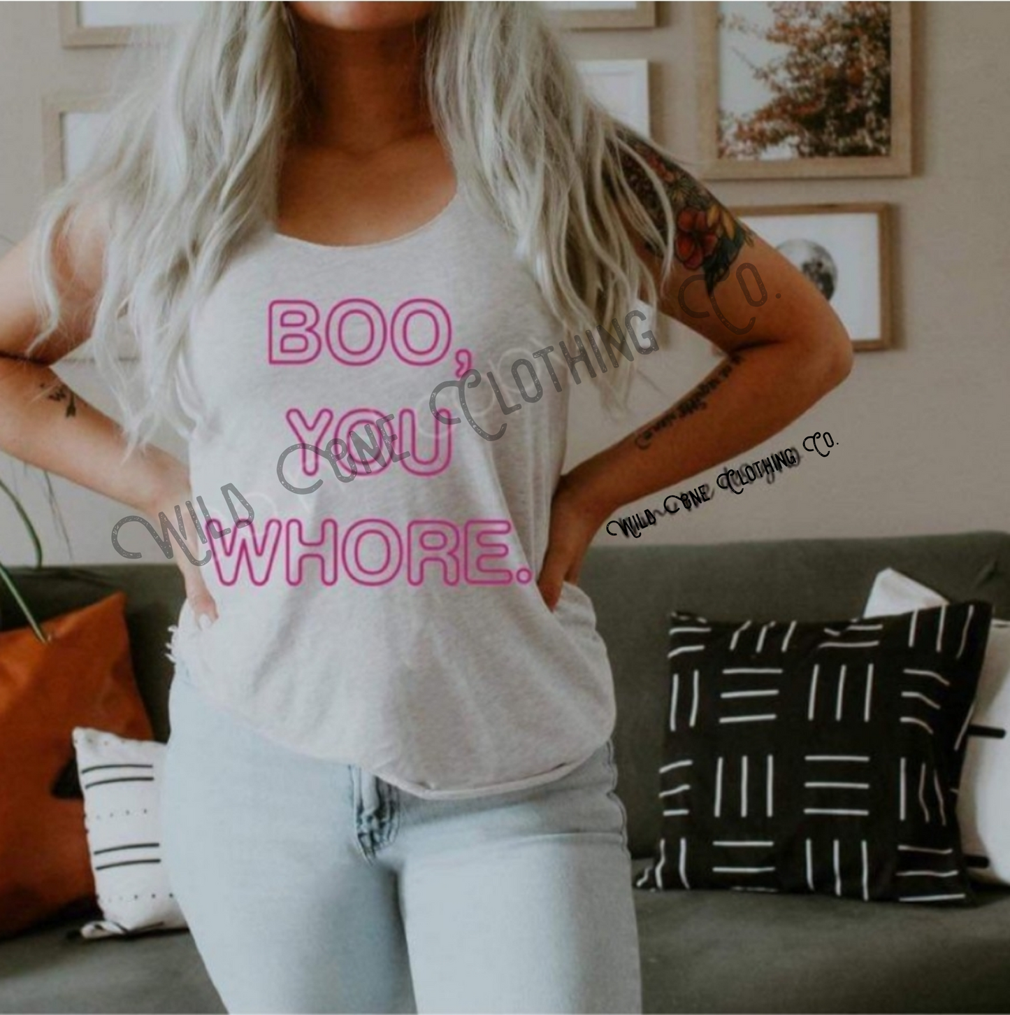 Boo You Whore - Pink Screen Print Graphic Add on